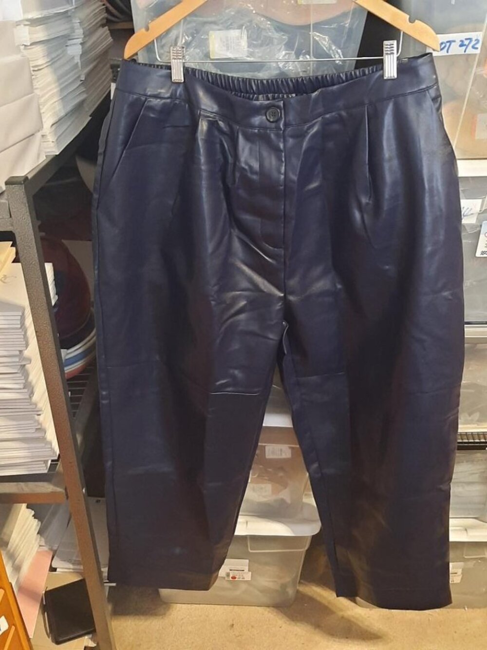 NEW ! Stylewe Women Black Faux Leather Pants Size 2XL